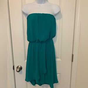 Express Strapless Teal Dress